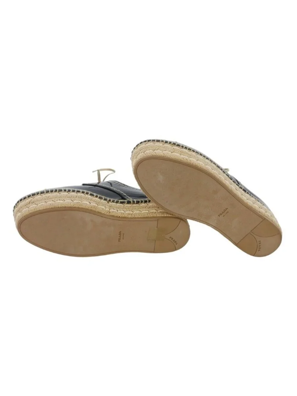 Prada Espadrilles Patent Leather Shoes Navy